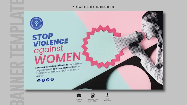 PSD Шаблон баннера международного дня борьбы за ликвидацию насилия в отношении женщин