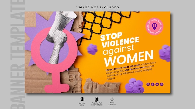 PSD Шаблон баннера международного дня борьбы за ликвидацию насилия в отношении женщин