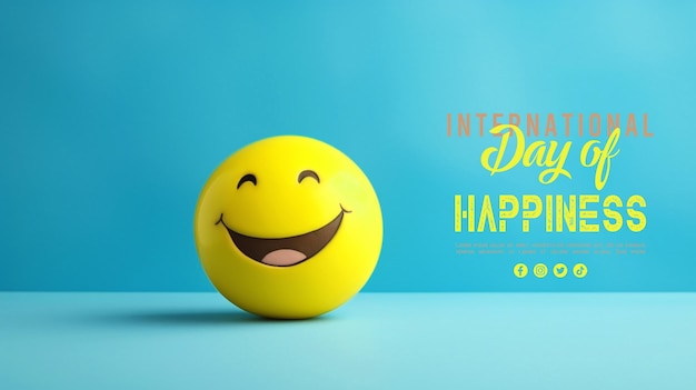 International day of happiness banner social media template