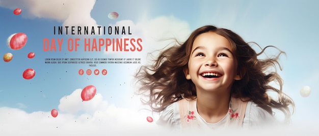 International day of happiness banner social media template