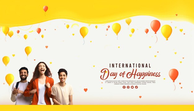 International day of happiness banner social media template