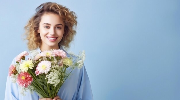 PSD giornata internazionale della felicità ragazza con un bellissimo fiore dolce sfondo