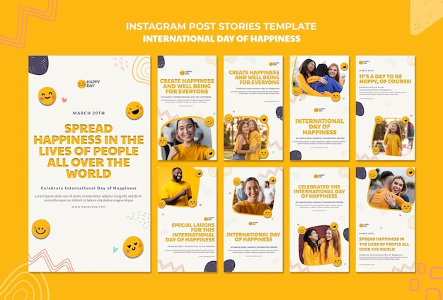 PSD international day of happiness instagram stories