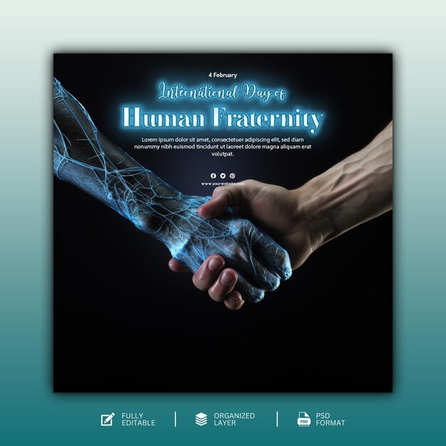 International day of human fraternity social media graphic design template