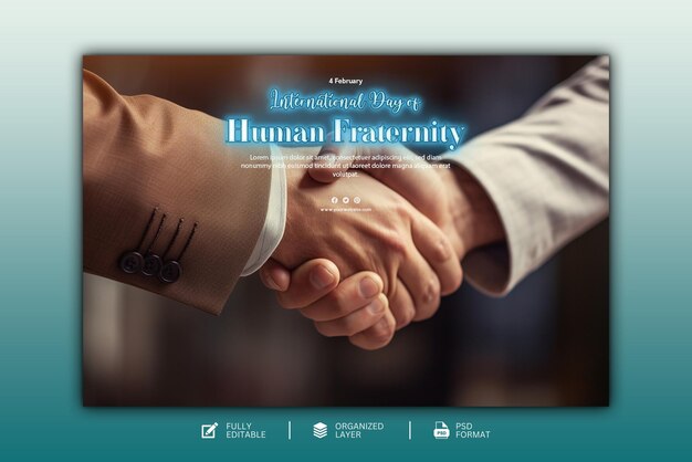 International day of human fraternity social media graphic design template