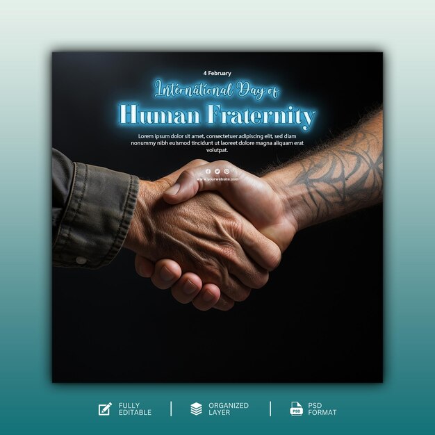 International day of human fraternity social media graphic design template