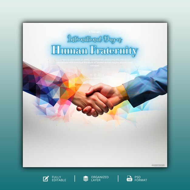 International day of human fraternity social media graphic design template