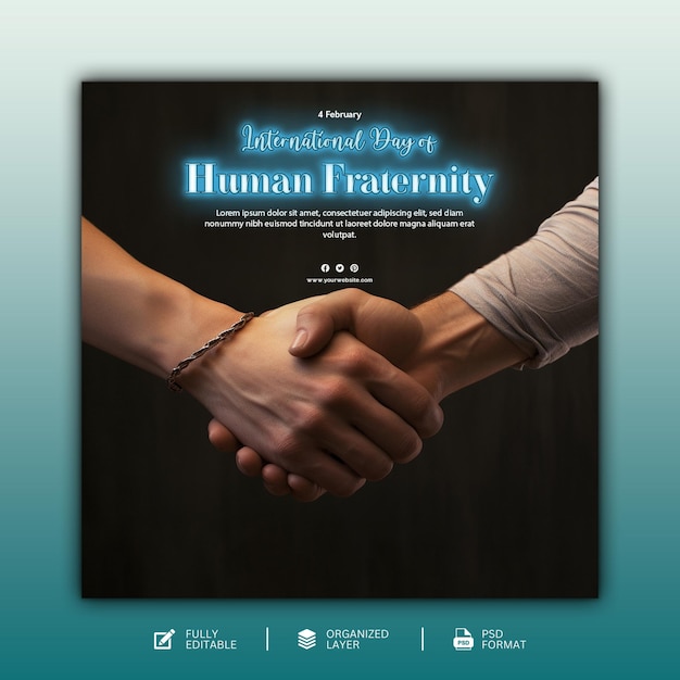 International day of human fraternity social media graphic design template