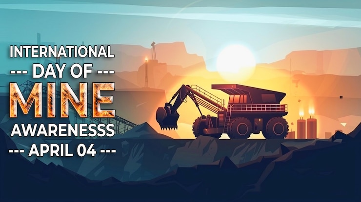PSD international day for mine awareness theme template with a psd background