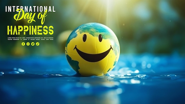 PSD Международный день счастья баннер шаблон социальных сетей