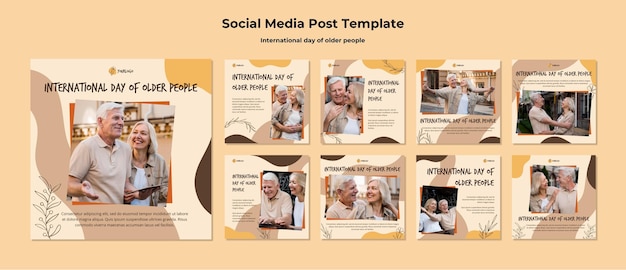 PSD international day of older people social media post template