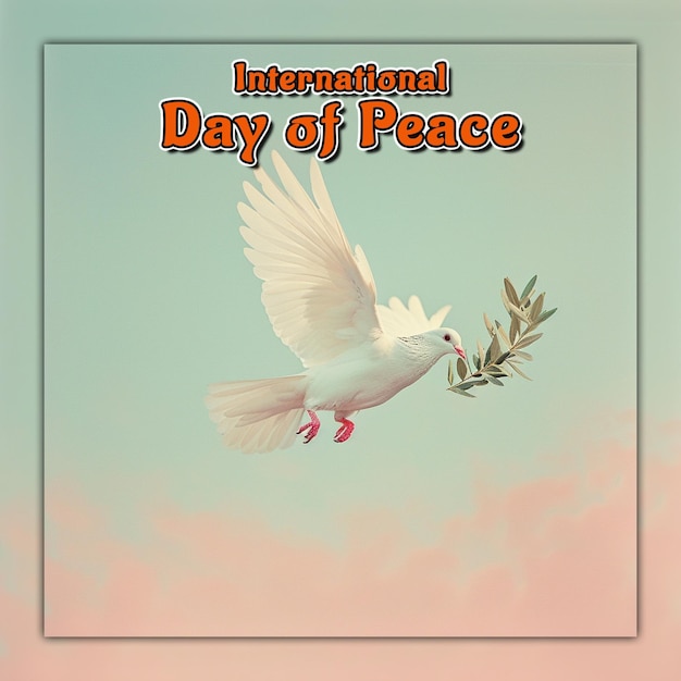 PSD international day of peace hand holding a dove background for social media post