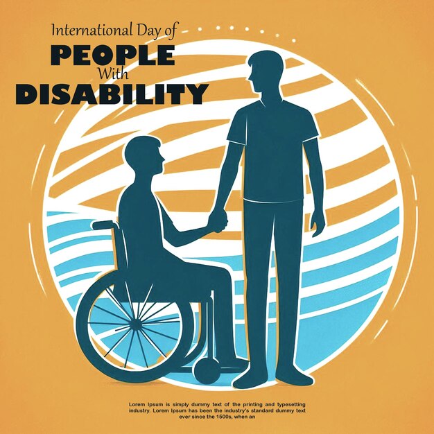 international day of people with disability with silhouette of multiracial people with disabilities