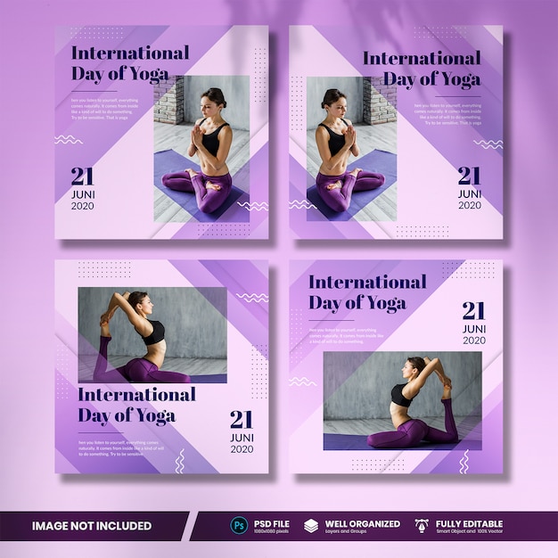 international day of yoga social media banner collection