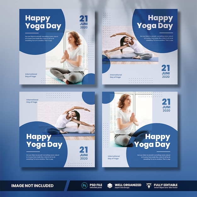 Collezione di banner social media per la giornata internazionale dello yoga