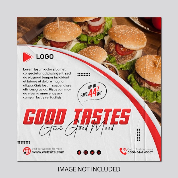 PSD international fast food greeting card and poster or print template