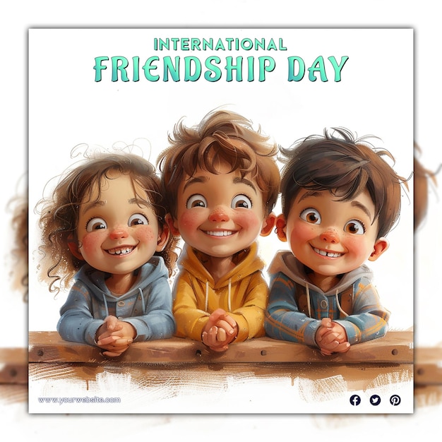 International friendship day celebration background happy friends jumping for social media post