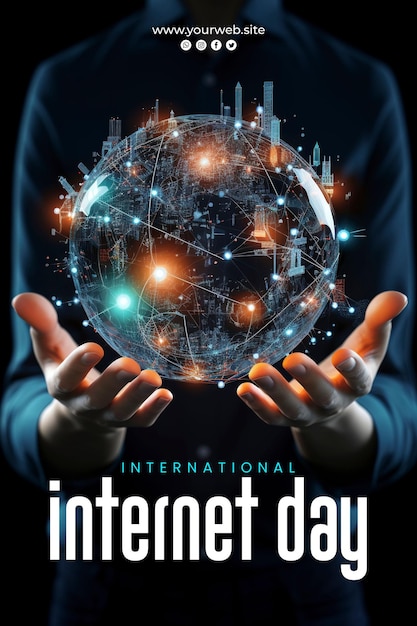 PSD international internet day background and poster design