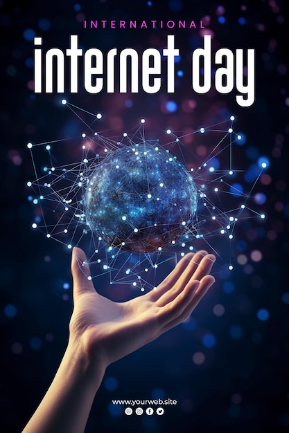 PSD international internet day background and poster design