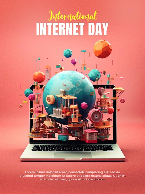 PSD international internet day flyer template