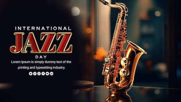 PSD international jazz day social post and background