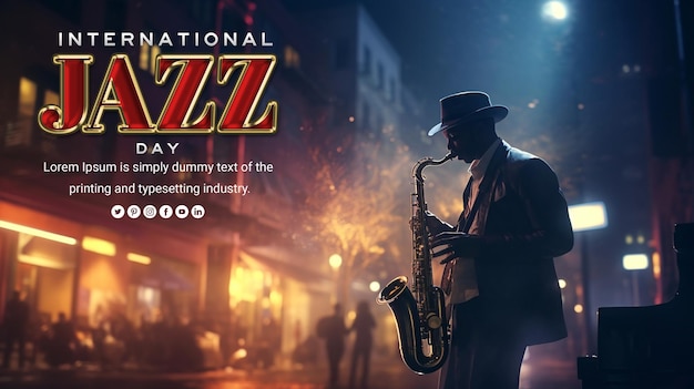 PSD international jazz day social post and background