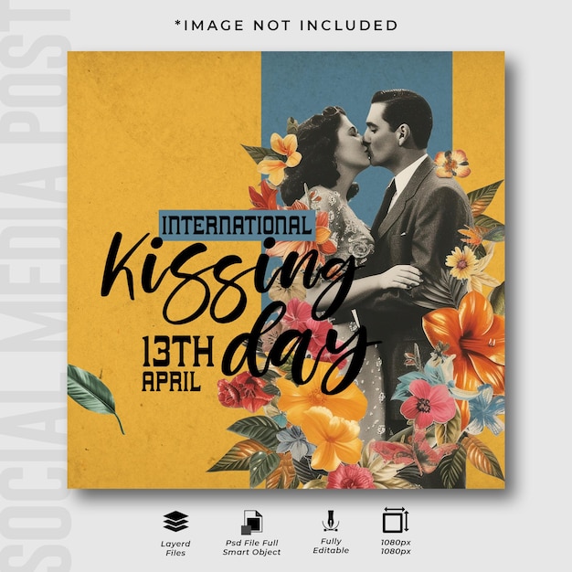 International kissing day celebration instagram post design template