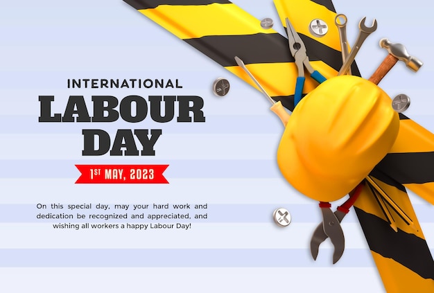 international labour day banner with building tools template
