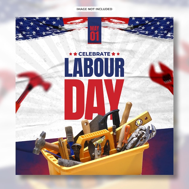 PSD international labour day with helmet security and tools social media post template