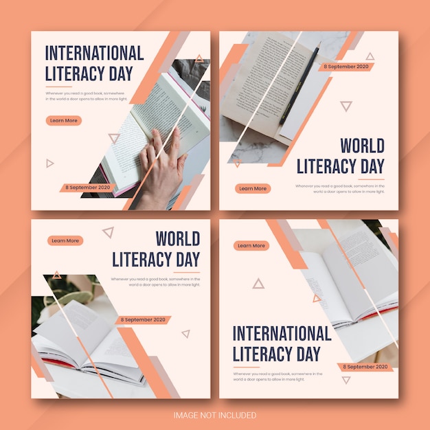 Modello di bundle post per instagram international day literacy premium psd