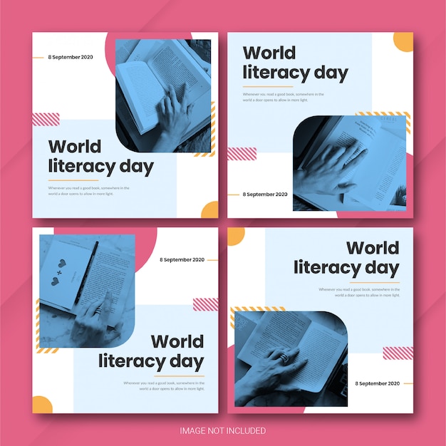 International literacy day instagram postbundelsjabloon premium psd