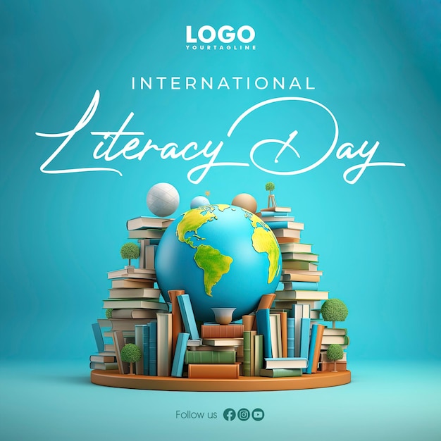 PSD international literacy day social media post poster design