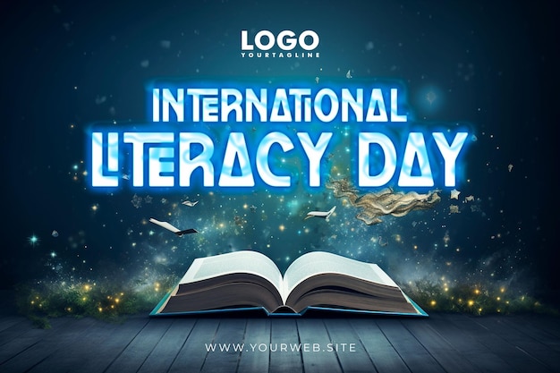 PSD international literacy day social media poster design