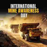 PSD international mine awareness day banner design template