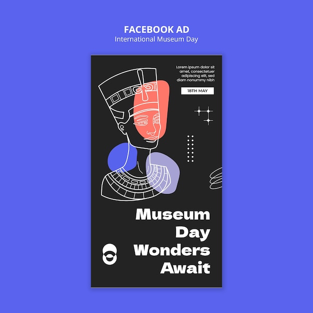 PSD modello di facebook per la giornata internazionale dei musei