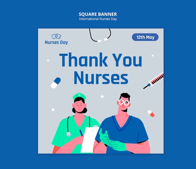 PSD international nurses day banner template