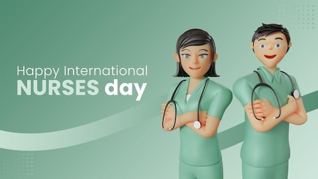 PSD international nurses day landing page 3d template