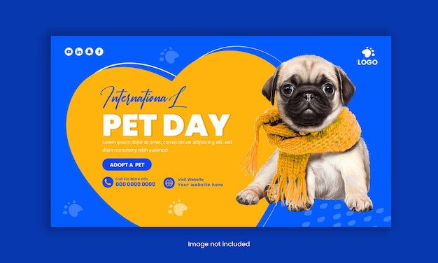 International pet day celebration Flat horizontal banner design template