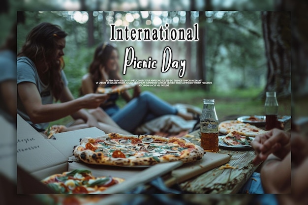 International picnic day background or banner design template