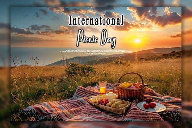 PSD international picnic day background or banner design template