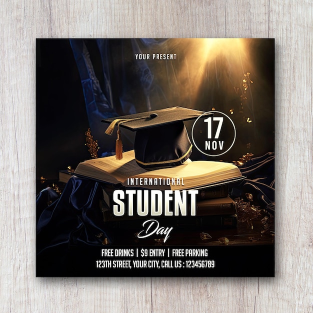 International student day square flyer social media post banner
