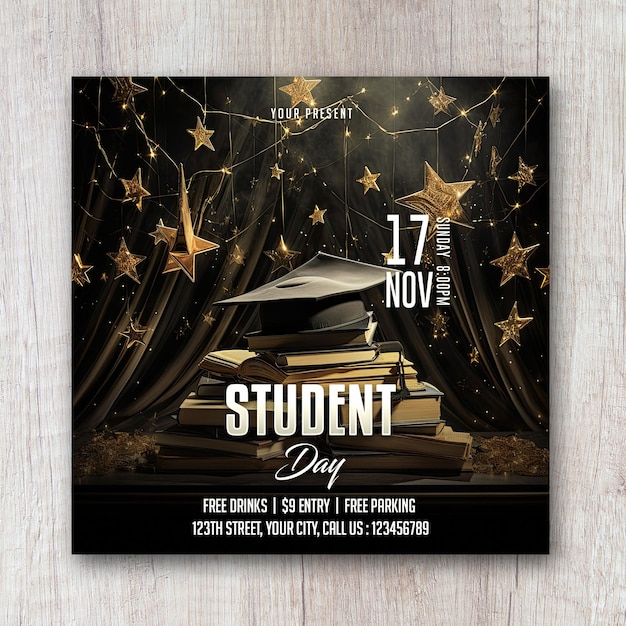 PSD international student day square flyer social media post banner