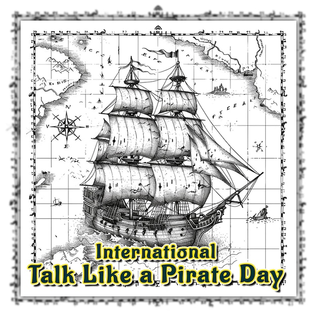 국제 해적의 날과 만화의 틴 후크 섬 해적 모자 지도