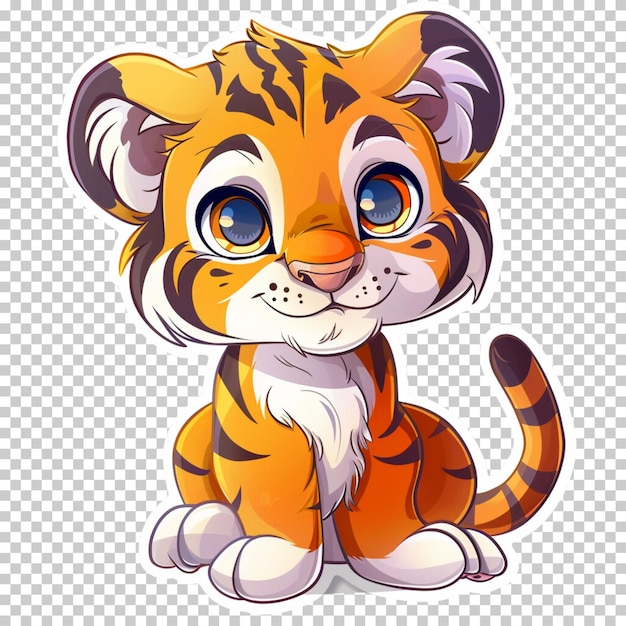 Международный день осведомленности о тиграх мультфильм тигровая наклейка животное изолировано на прозрачном фоне