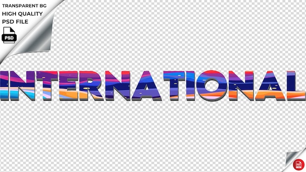 PSD international typography flat colorful text texture psd transparent