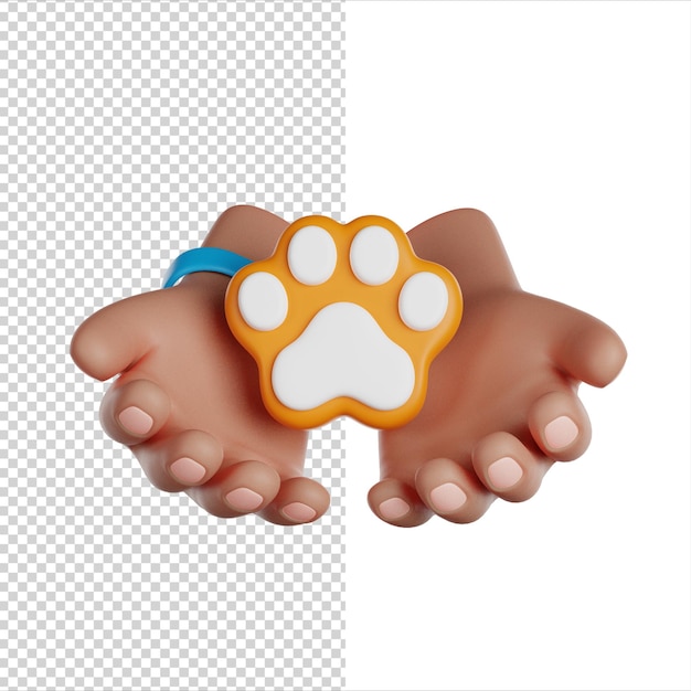 PSD international volunteer day animal care and protection volunteer hands holding a dog paw 3d rende