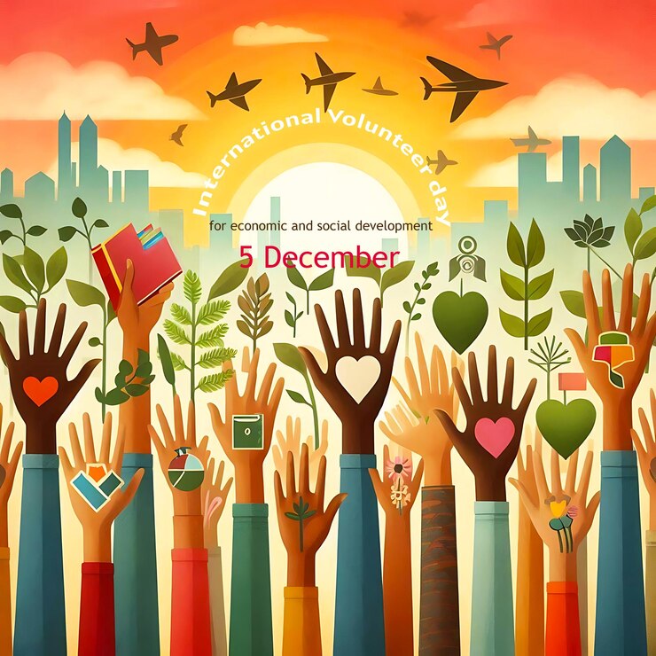 PSD international volunteer day celebrating simple templet on december 5