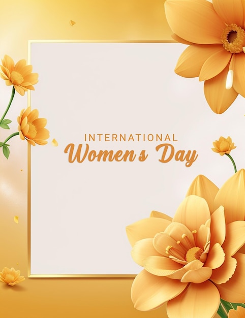 International womans day flower decorative card