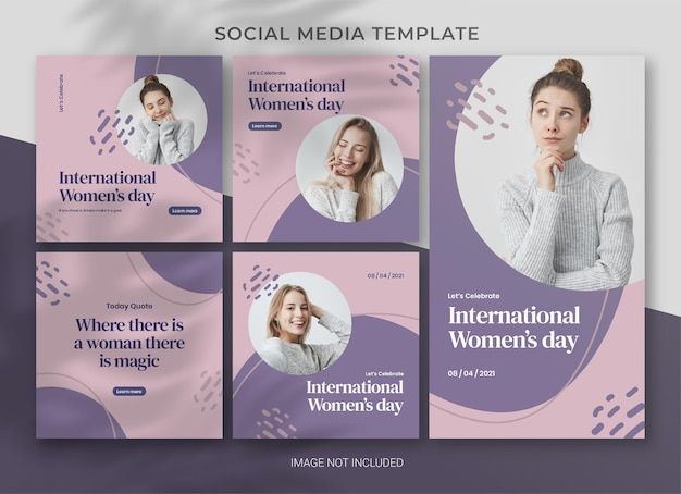 Design del modello di bundle del pacchetto di social media per la giornata internazionale della donna