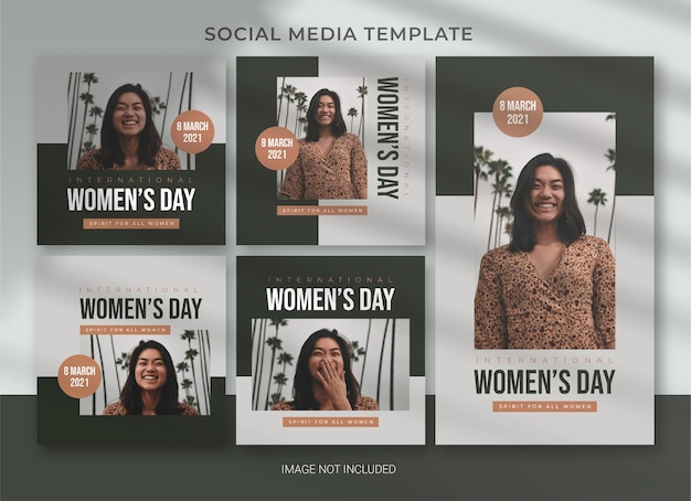 International women's day social media pack bundle template design